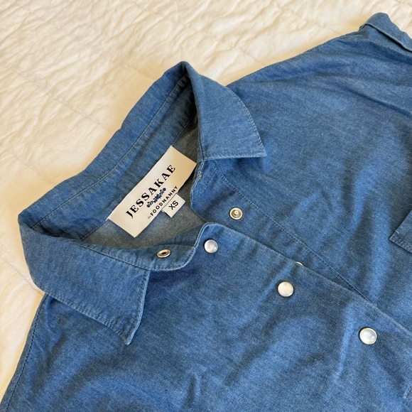 JessaKae x The Food Nanny Denim Chambray Collared Mini Dress - Picture 3 of 8